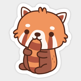 Cute Red Panda Biting On Its Tail Sticker